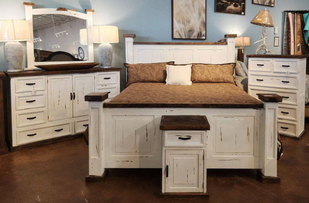 BONANZA BEDROOM SET WHITE DISTRESSED - The Rustic Mile