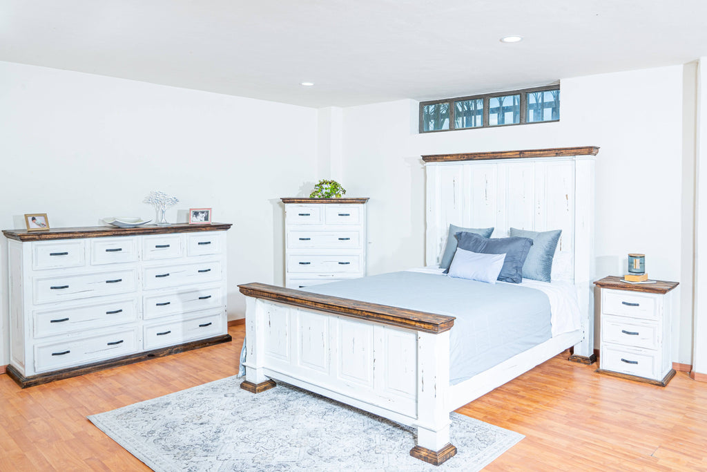 BRENHAM BEDROOM SET WHITE DISTRESSED - The Rustic Mile