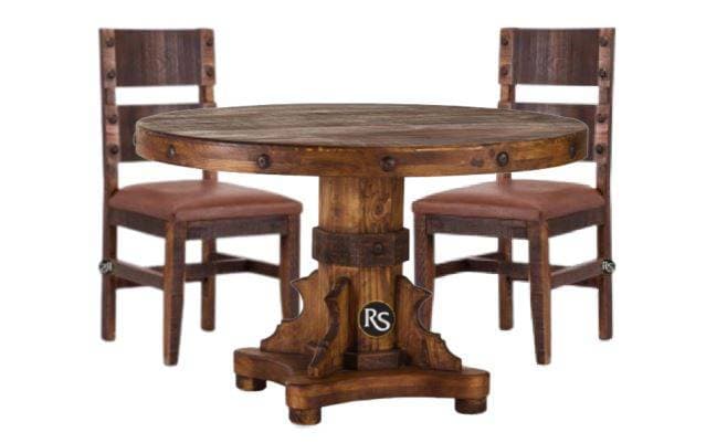 RUSTIC ROUND DINING TABLE SET - The Rustic Mile