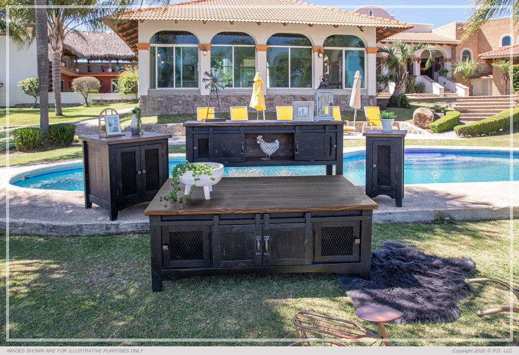 BLACK PUEBLO COFFEE TABLE AND 2 END TABLES - The Rustic Mile